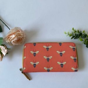 Fossil Wallet bees coral zip wallet new with tags